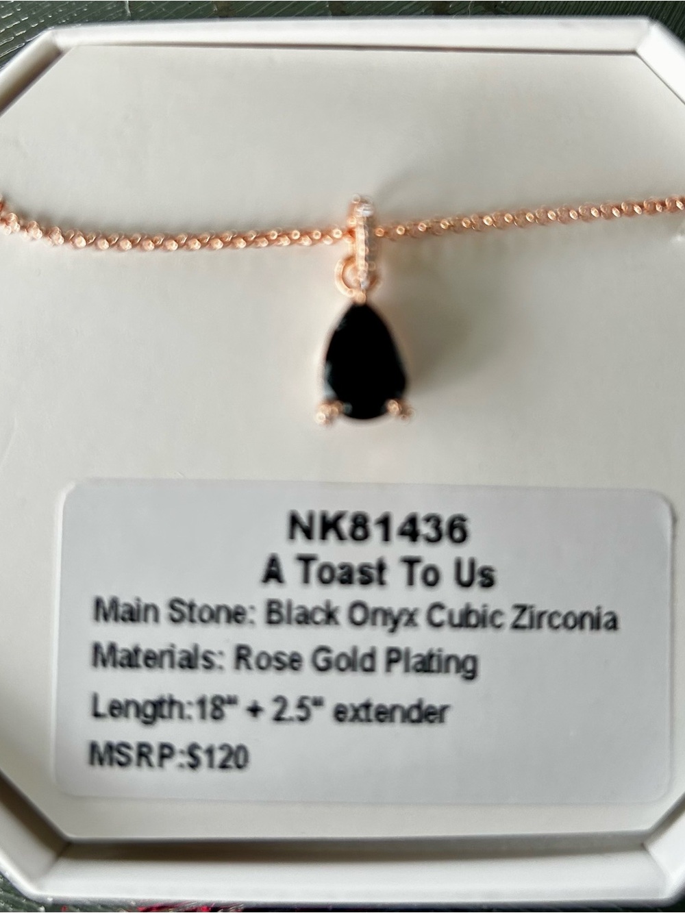 Bomb Party OG Rose Gold Plated Necklace with Black Onyx Cubic Zirconia